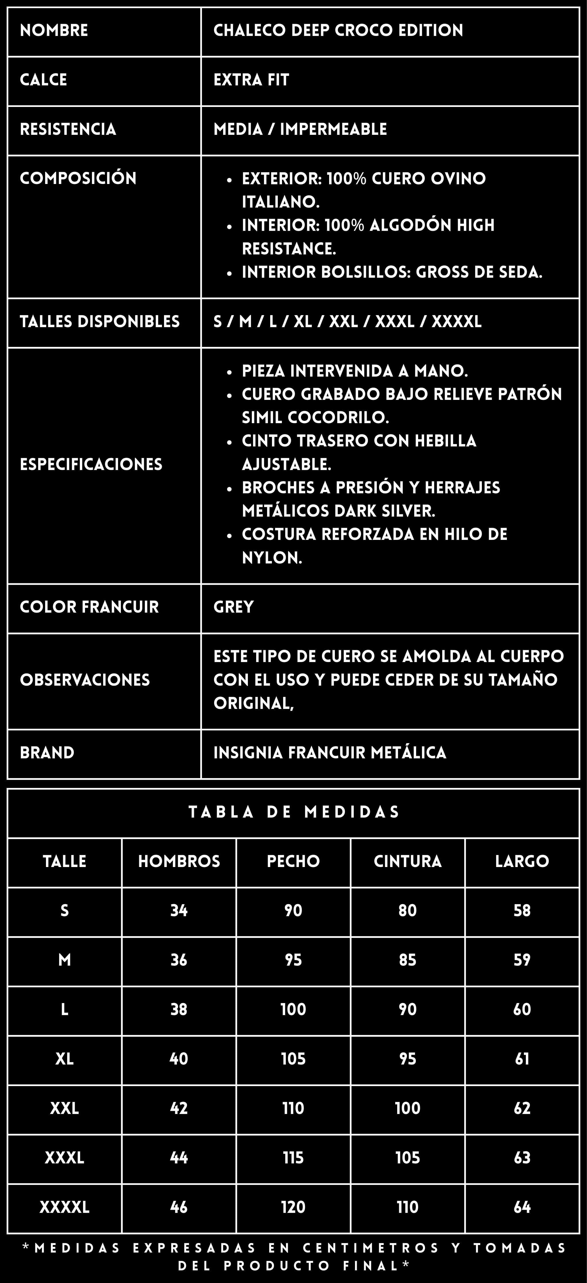 FICHA TÉCNICA_CHALECO DE CUERO OVINO_DEEP CROCO _FRANCUIR